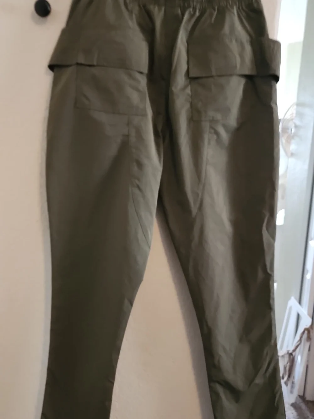 Men's Olive Cargo Jogger Pants - Drawstring Waist